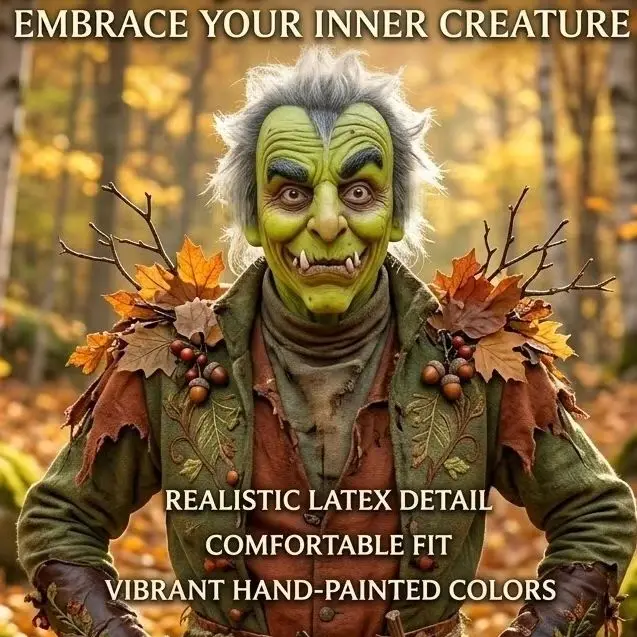 Máscara de Látex de Elfo del Bosque, Duende, Orco, Troll, Demonio, Monstruo, Terrorífica, para Adultos, Cosplay, Disfraz de Halloween, Fiesta, Carnaval, Accesorio de Mascarada