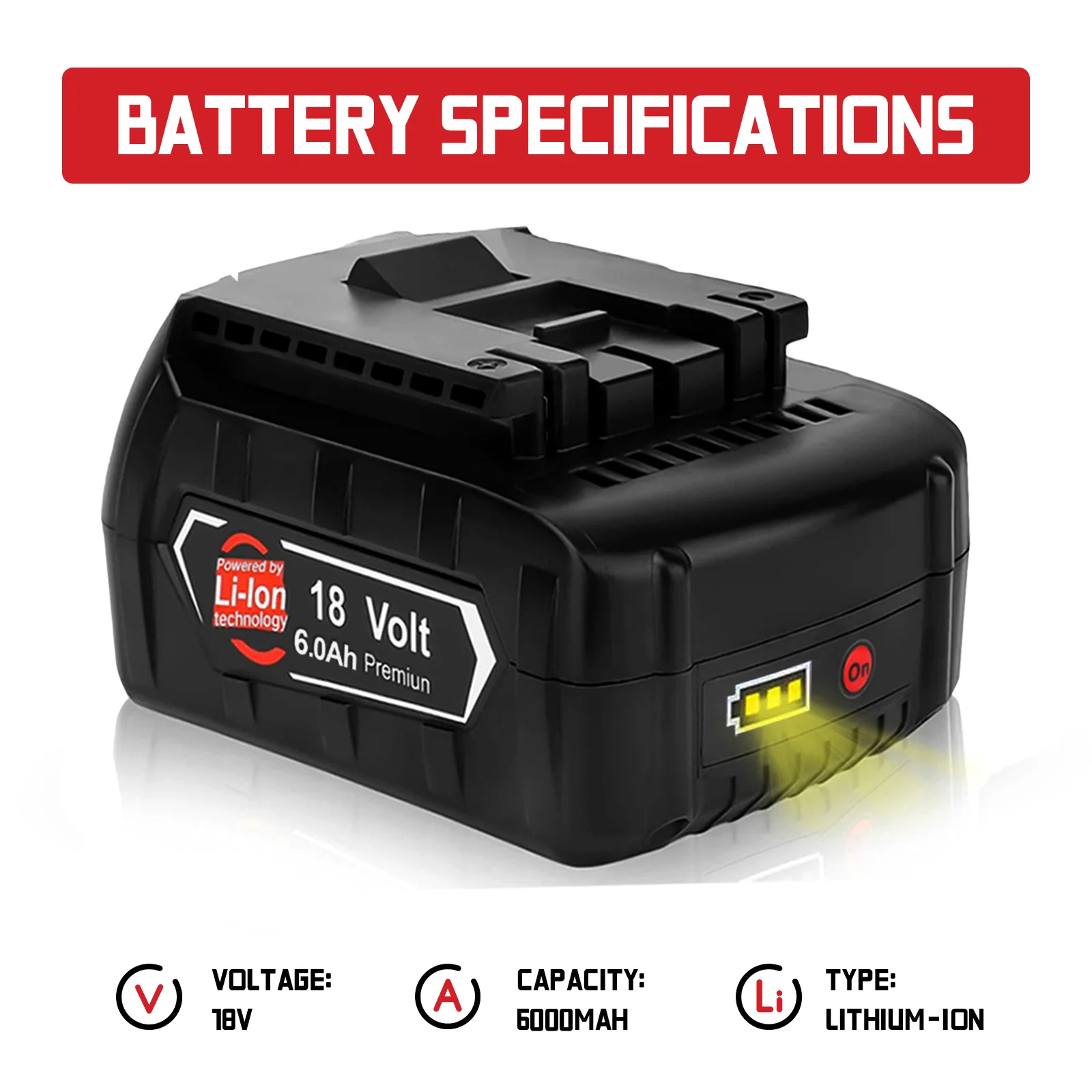 For BOSCH 18V 6000mAh BAT609 BAT610 For Bosch 18V Professional 18V Li-ion Battery GBA18V GSR18V BAT618 BAT619 Drill Tool Battery