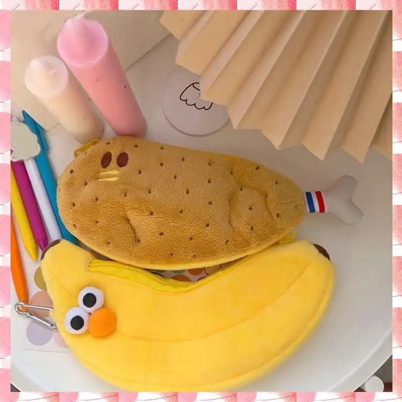 JAJA Creatives Novidade Engraçado Rosto Simulação Comida Frutas Personagem Macio Roupas Recheadas Caixa de Lápis