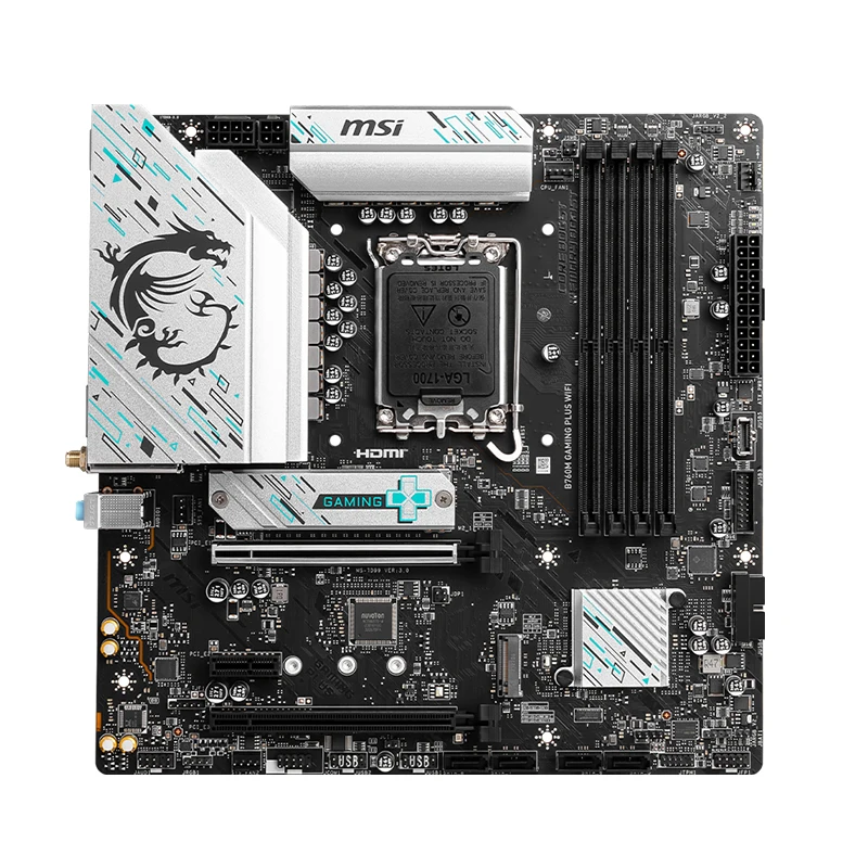 MSI B760M GAMING PLUS WIFI Diy لوحة أم للكمبيوتر للألعاب Intel 12th/13th Gen Ready، Dual PCle 4.0 M.2، ARGB Sync placa Mama
