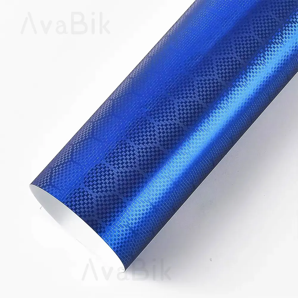 

Premium PET Bubble Free Car Vinyl Wrap Film Anti-Scratch UV Proof Matte Blue Honeycomb Diamond Carbon Fiber Cool Sticker