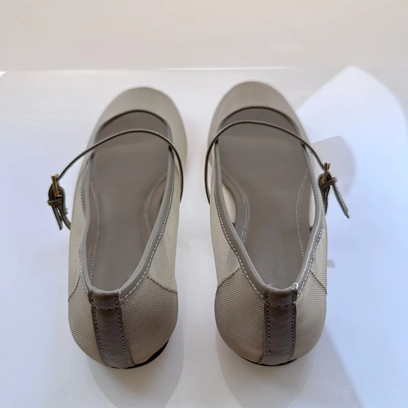Air Mesh Buckle Flat Pumps Round Toe One Strap Shallow Women\'s Pumps Ballet Dance Shoes Mary Jane Shoes designer shoes women