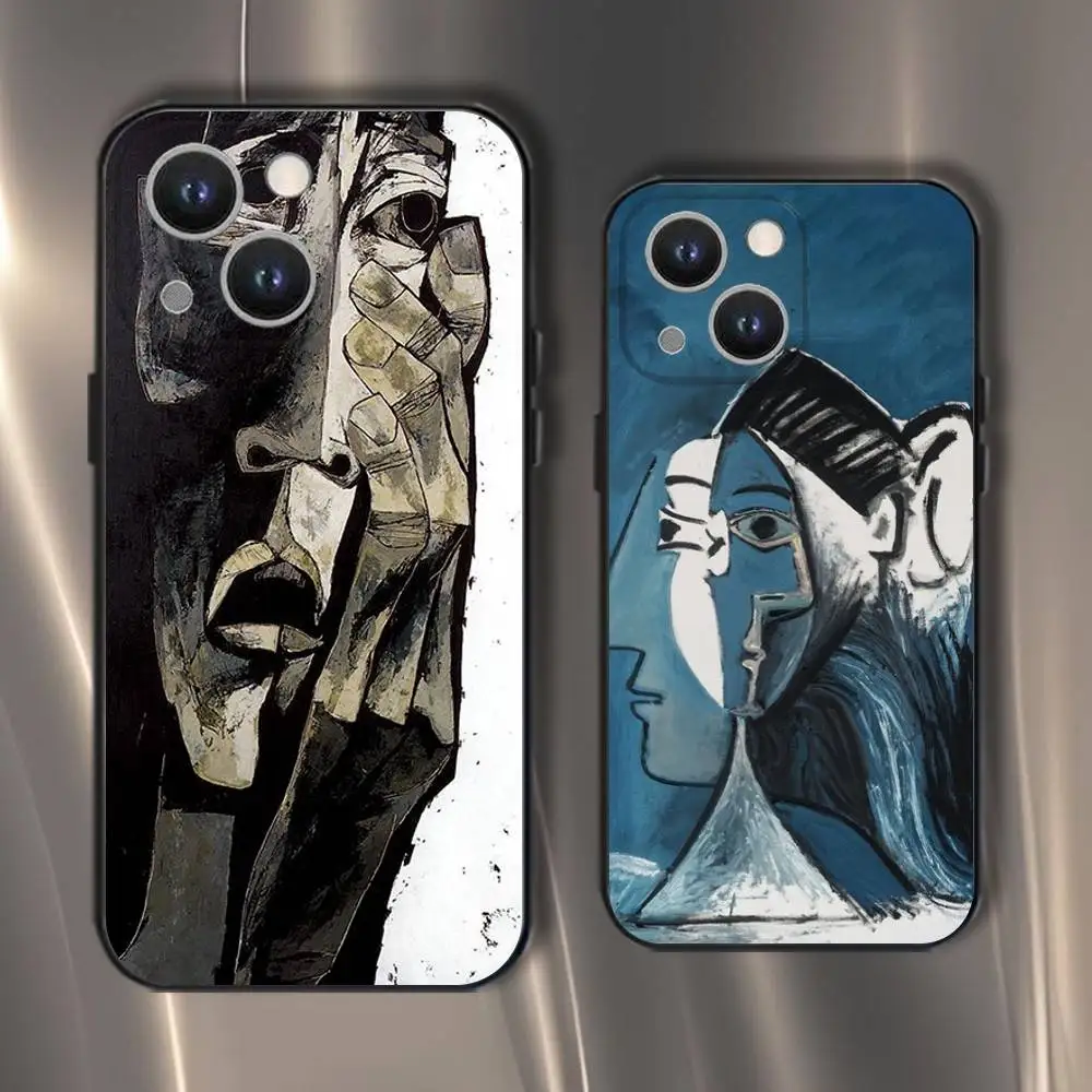 

Abstract Art Phone Case For iPhone 16,15,14,13,12,11,Pro,XS,Max,XR,Plus,E,SE4,Mini Black Soft Cover