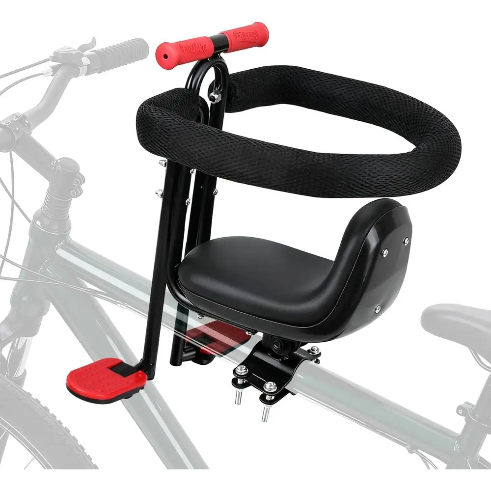 子供用フロントバイクシート、密閉型ガードレール、高さ調節可能、フットレスト、2～5歳向け、すべての大人用MTBに適合