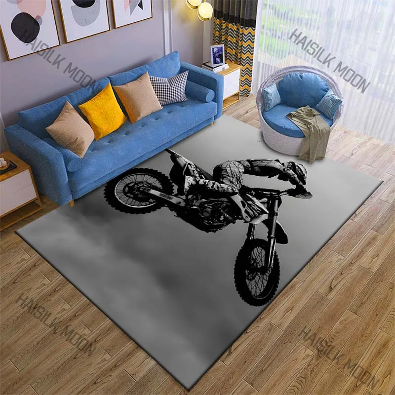 1PC Motocross rider airborne jump Carpet for Living Room Bedroom Sofa Home Decor Rus Non-slip Floor Mat Luxury Gift view 3