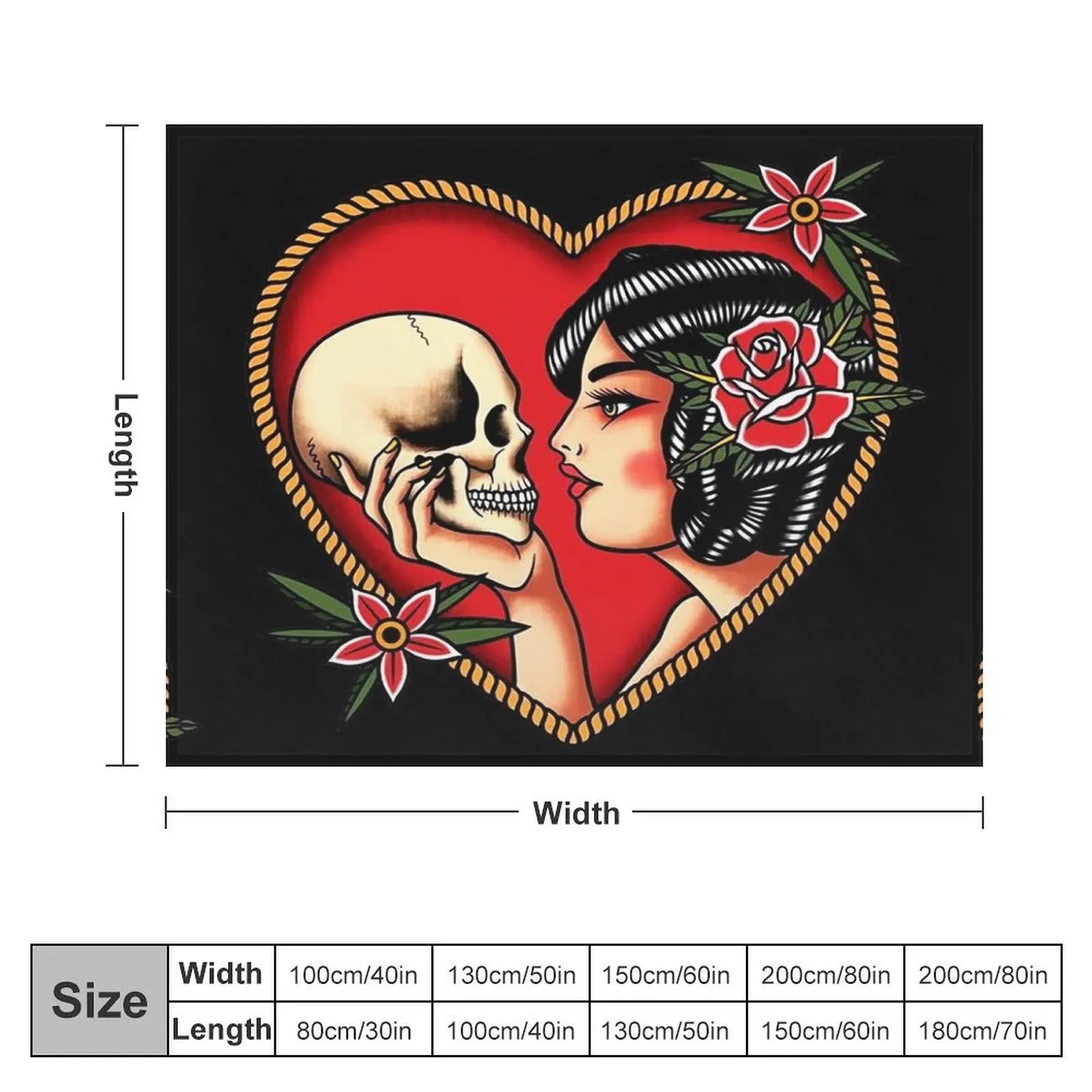 Traditional Beautiful Flapper in Heart Holding Skull Tattoo Throw Blanket for babies Thermals For Travel Luxury Blankets