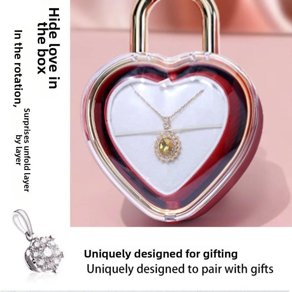 

Rotation Heart-shaped Padlock Jewelry Box Soap Rose Flower Luxury Finger Ring Box Ring Display Dustproof