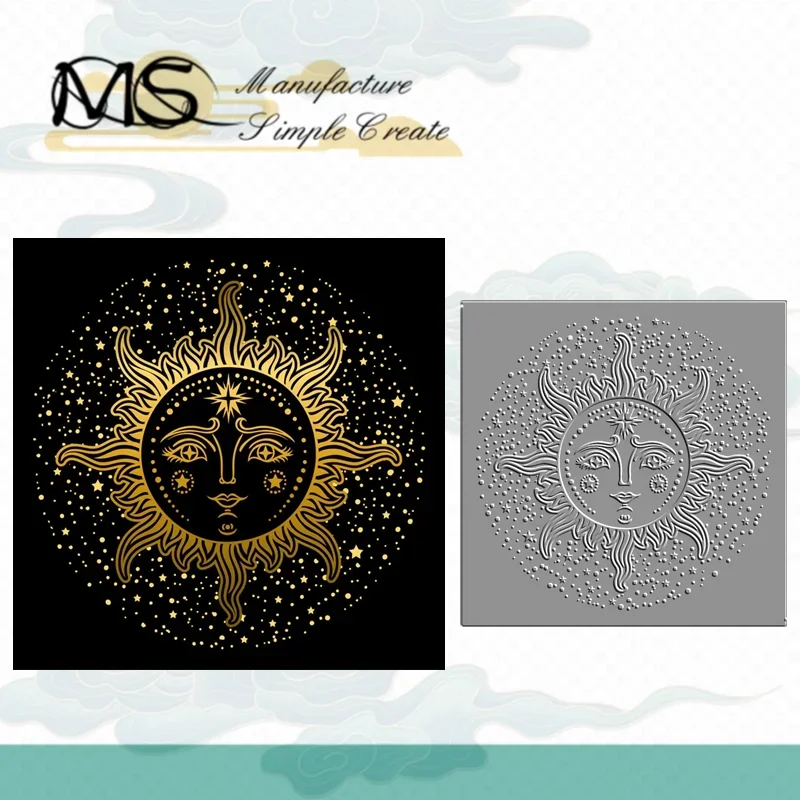Sun Hot Foil Plate Lightning Moon Birthday Star Cosmic Background Frames Card Craft Metal Cutting Dies Scrapbooking No Embossing