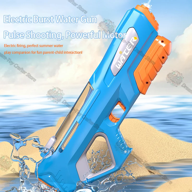 Pistola de água elétrica brinquedo para crianças sucção automática tamanho grande puxar tipo blaster auto carregamento ao ar livre imersão respingo tiro jogar