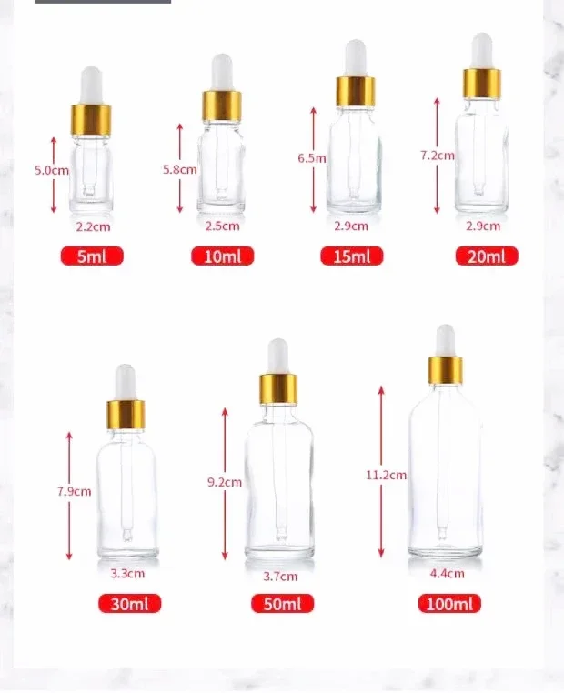 10/20PCS 30/50ml empty Dropper Bottle 1-2oz Essential Oil Glass Aromatherapy Liquid Drop for Massage Pipette Refillable Bottle