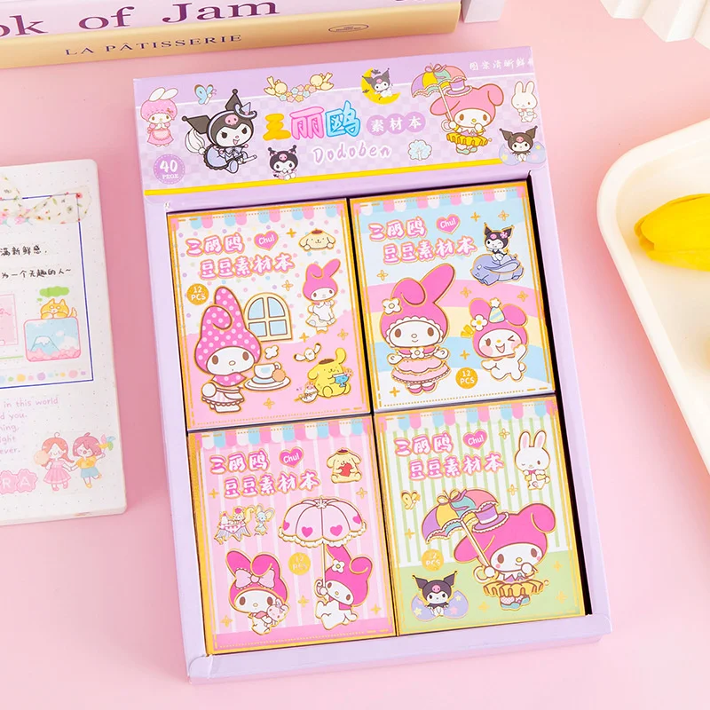 40pcs/lot Sanrio Kawaii Melody Kuromi Stickers Cute Scrapbooking DIY Diary Decorative Sticker Album Stick Label