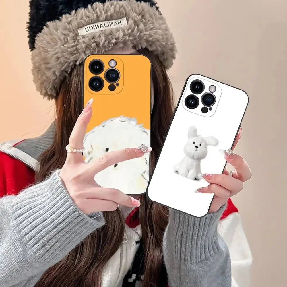

S-Scribbled Puppy Phone Case For iPhone 16,15,14,13,12,11,Pro,XS,Max,XR,Plus,E,SE4,Mini Black Fashion Cover