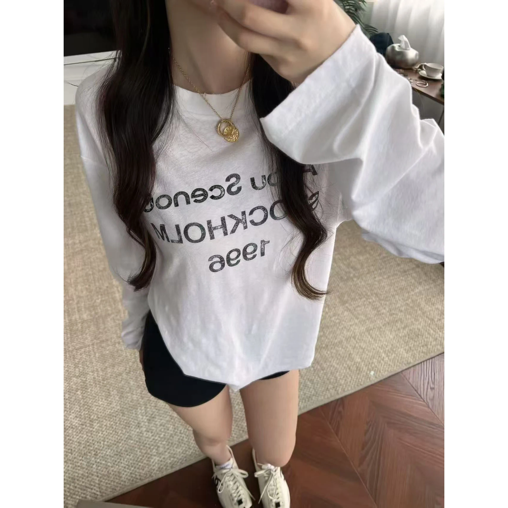 Acou Scenou Classic 1996 Couples Long Sleeve Cotton Linen Thin T-Shirt Breathable Skin-Friendly UV Protection Casual Style
