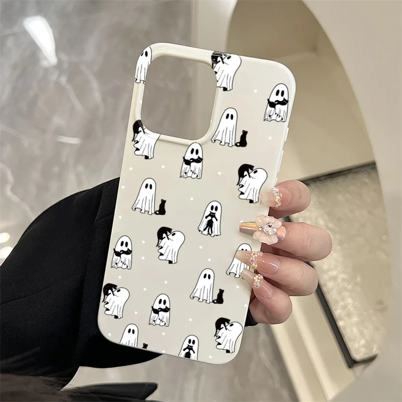 Чехол для телефона Cute & Spooky Ghost Cat для iPhone 17 16 15 14 11 12 13 Pro Max 17 Air 13 1 X XR XS Max 7 8 Plus 16E Противоударный чехол
