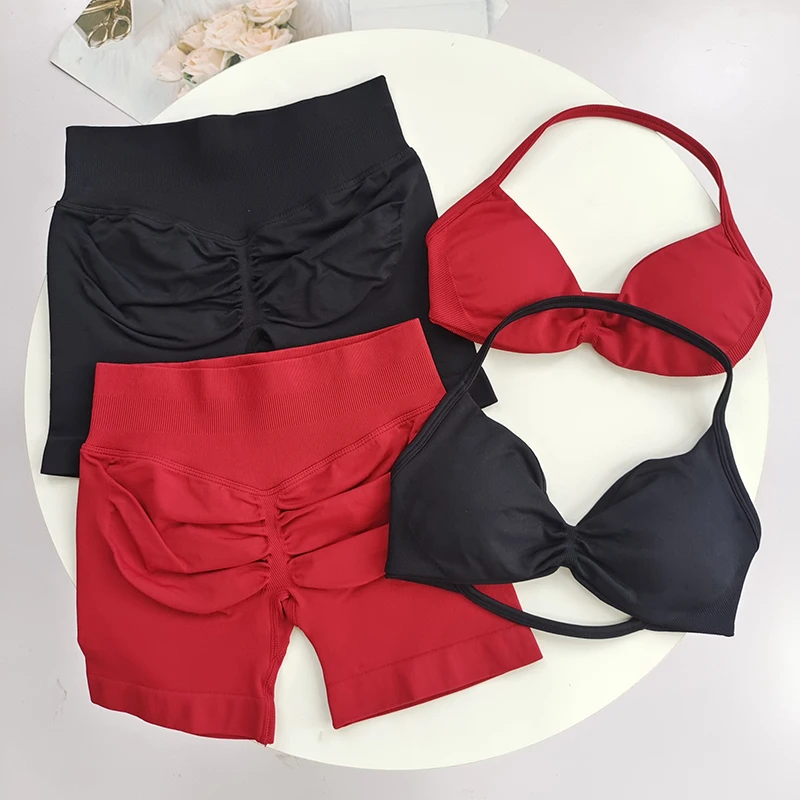 Women's Halter Neck Sports Bra & High Waist Leggings Set - Moisture-Wicking, 4-Way Stretch, Removable Pads, Complete Workout Out image 6