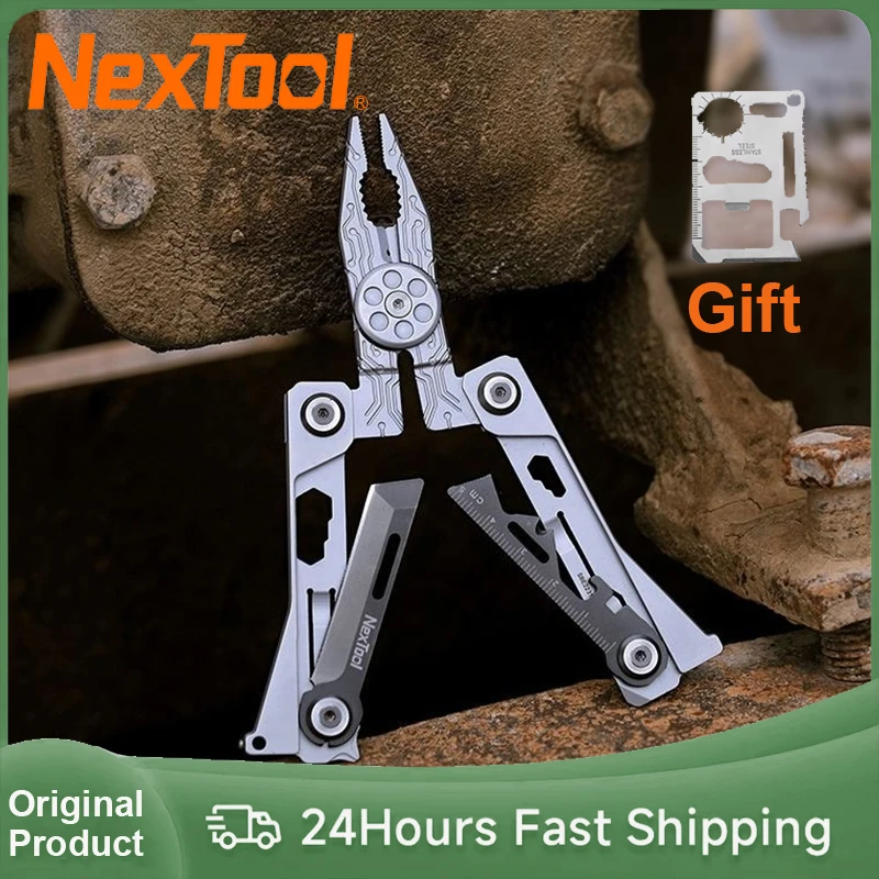 NexTool Silver Blade EDC Tool 14 In 1 Multi Tool Portable Thin Pliers Lightweight Multitool With Leather Bag