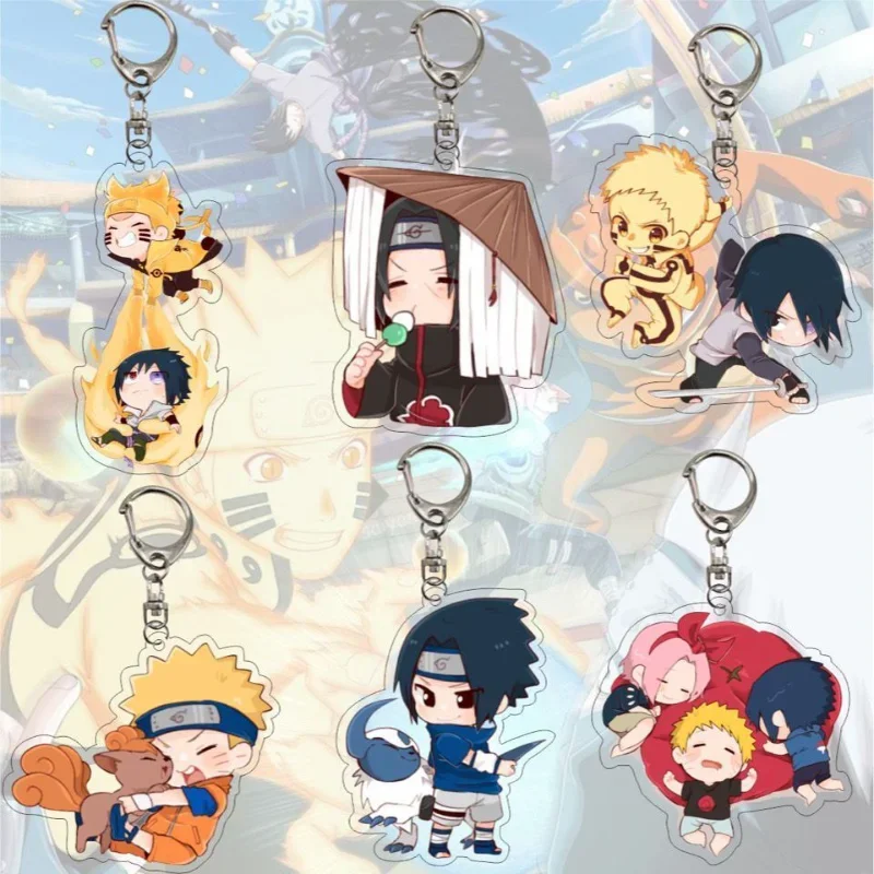 Naruto Gaara Hyuga hinata Naruto Sakura Qversion acrylic creative keychain cartoon anime backpack pendant jewelry gift key ring