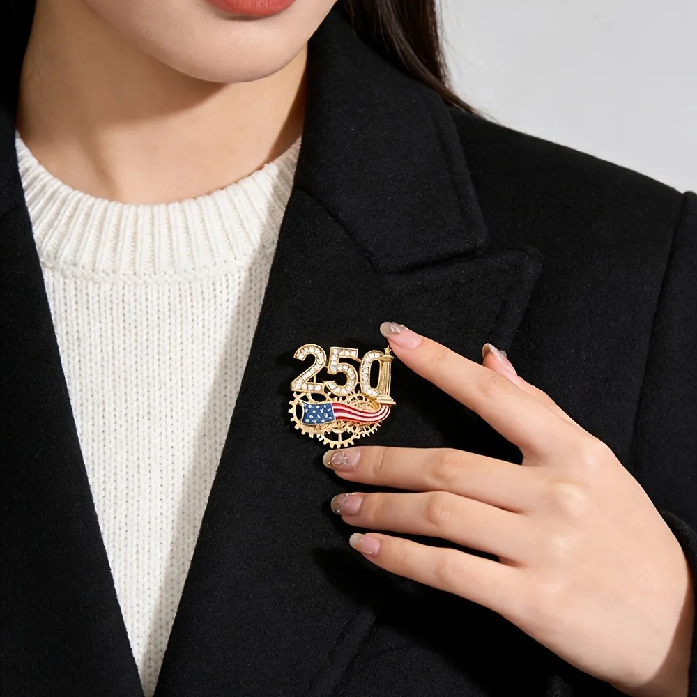

United States 250th Anniversary Brooch Men's Women's Rhinestone-encrusted Zinc Alloy Brooch Clothing Accessories Brooches