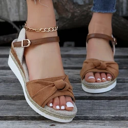 Sandalias de plataforma a la moda para mujer, zapatos de gladiador con cuña y Punta abierta, antideslizantes, suela gruesa, talla grande 43, 2023