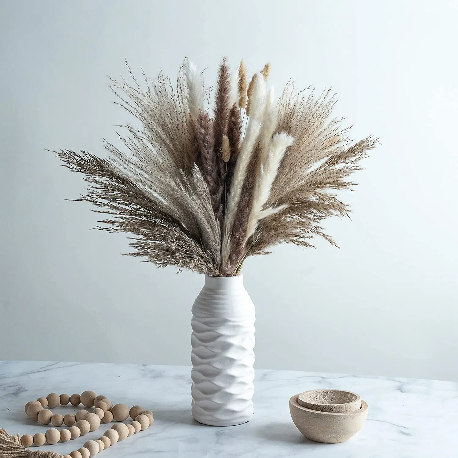 

72Pcs Bouquet Natural Pampas Grass Rabbit Tail Dried Flower for Boho Home Decor Wedding Decoration Home Living Room DIY Bedroom