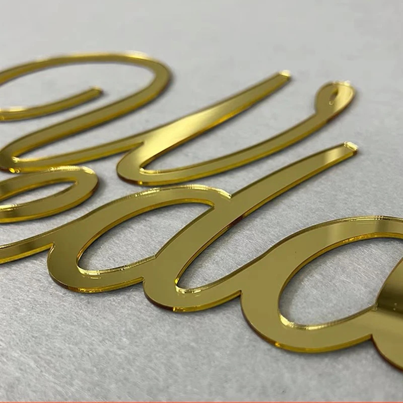 Custom Name 3D Metal Gold Face Letters Acrylic Advertising Silver Logo for Wall and Door Signs