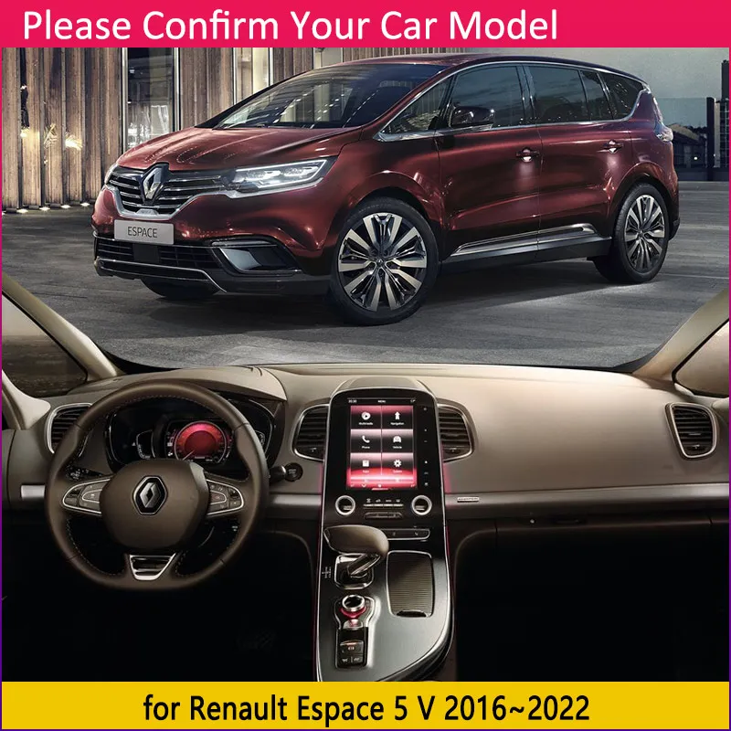 Dashboard Cover Pad for Renault Espace 5 V 2016~2022 2017 2018 Carpet Anti-Slip Anti-sun Mat Dashmat Sunshade Rug Accessories