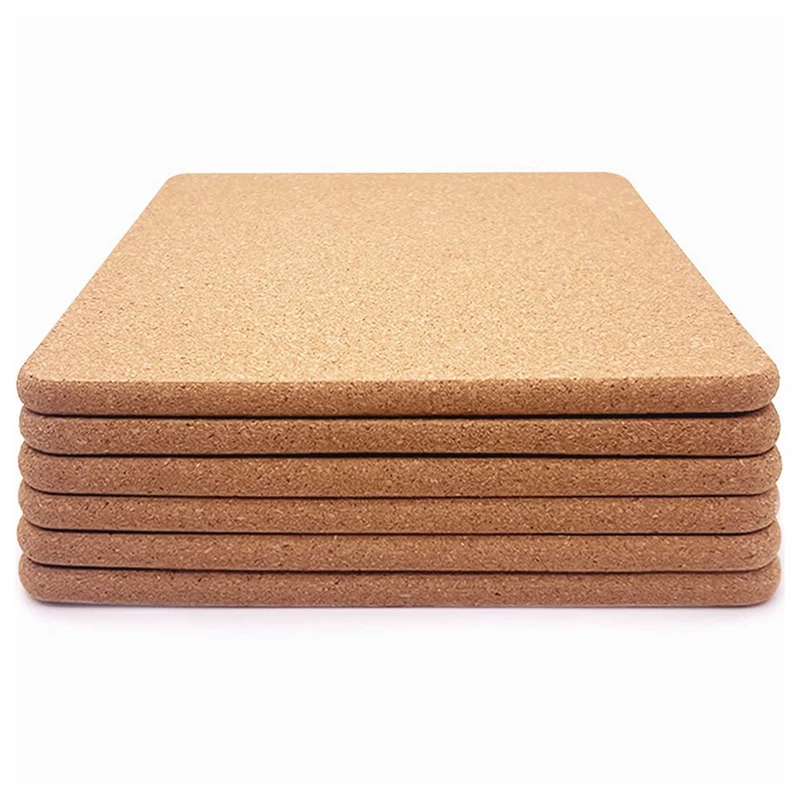 Cork Trivet, 6 Pcs High Density Thick Square Cork Trivets For Hot Dishes, 8 Inch Multifunctional Cork Coaster Easy To Use