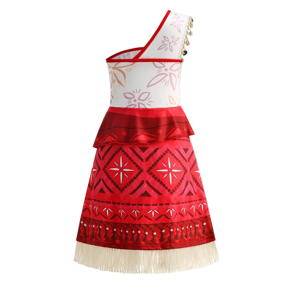 Moana Dress for Girls Summer Dress Girl Princess Cosplay One Shoulder Suspender Dress Accessories Set