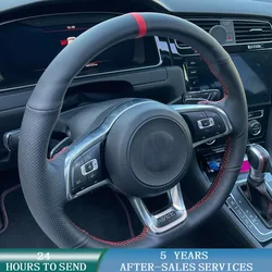 Customized Car Steering Wheel Cover Anti-Slip Leather Braid For Volkswagen Golf 7 GTI Golf R MK7 VW Polo GTI Scirocco 2015 2016