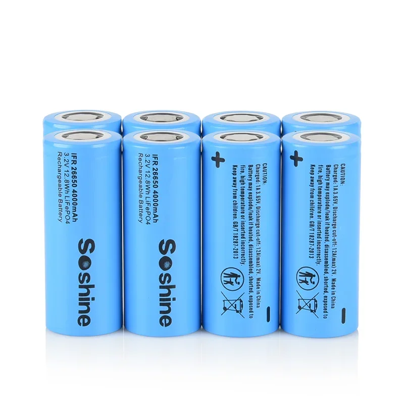 Soshine 3.2V 4000mAh Rechargeable Battery 26650 4000mAh LiFePO4 Battery for Healamps Emergency Light Game Controller Flashlights