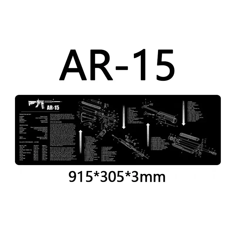 AR-15 AK47 Remington 870 Cleaning Rubber Mat "36x12" Size Gunsmith Armorer with Parts Diagram and Instructions Mouse Pad Mat view 2