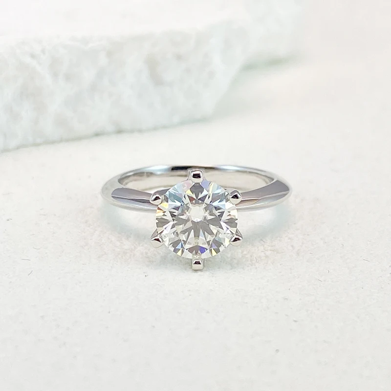 NeeTim 0,5-5ct Moissanit-Ring für Damen, 925er Sterlingsilber mit Weißgold-Beschichtung, funkelnder Verlobungs- und Ehering-Schmuck – Detail 4
