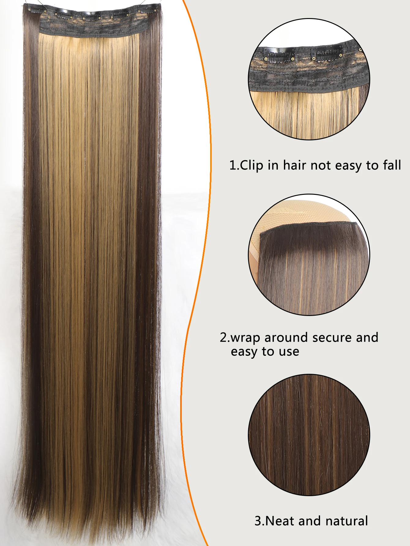 Synthetic 5 Clip In Hair Extensions Long Straight Hairstyle Hairpiece Black Brown Blonde 80CM Natural Fake Hair For Women