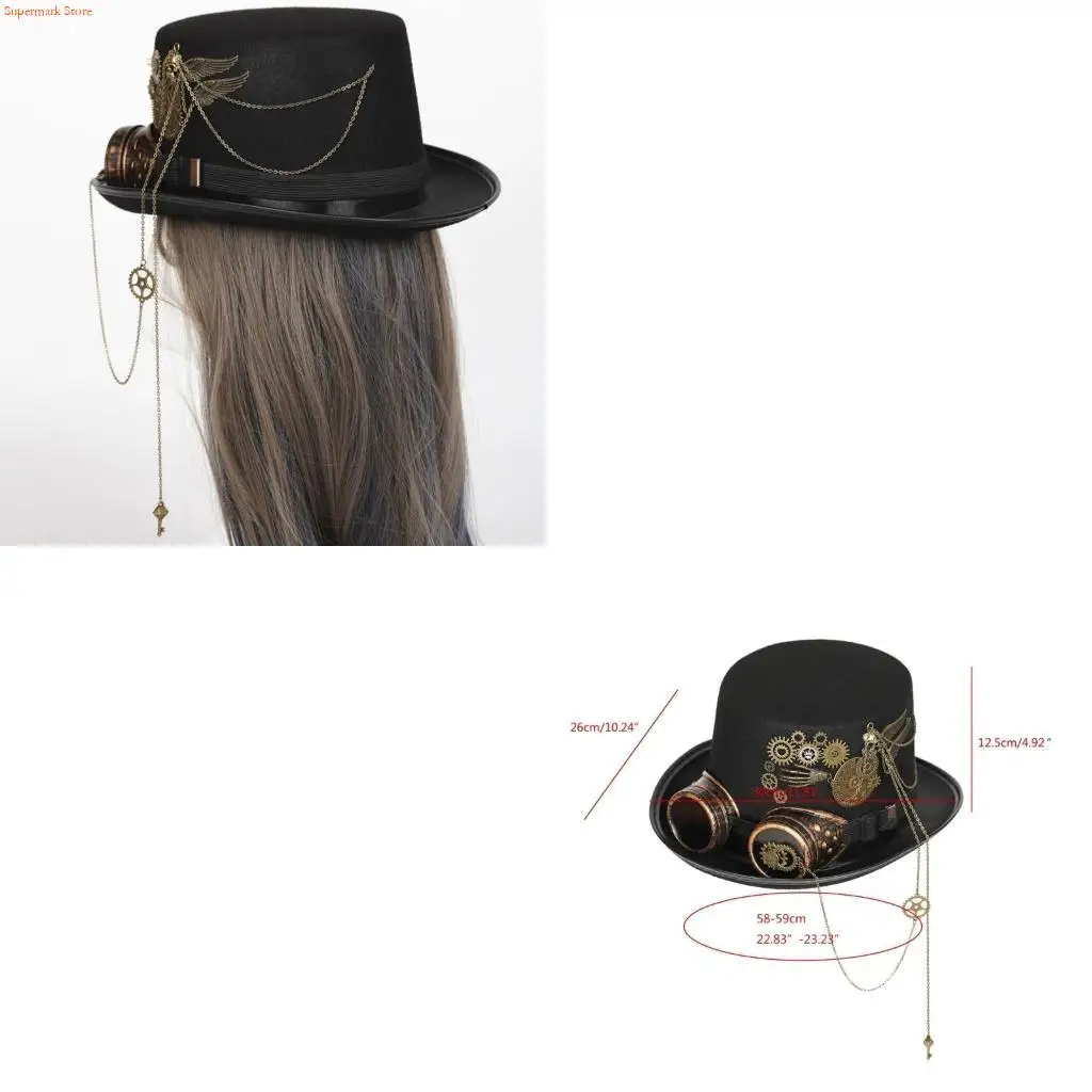 

Q5we Top Hat Steampunk для мужчин с Goggles Gay Hat Bowler Top Hat Gay Top Hat Costume Costume Carnival ночной клуб