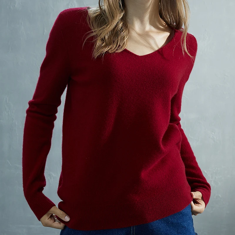 LINYXIN 100% Merino Wool 2022 Cashmere Sweater Women Clothing V-Neck Sleeve Autumn Winter Oversized Fashion Pull Women Sweater