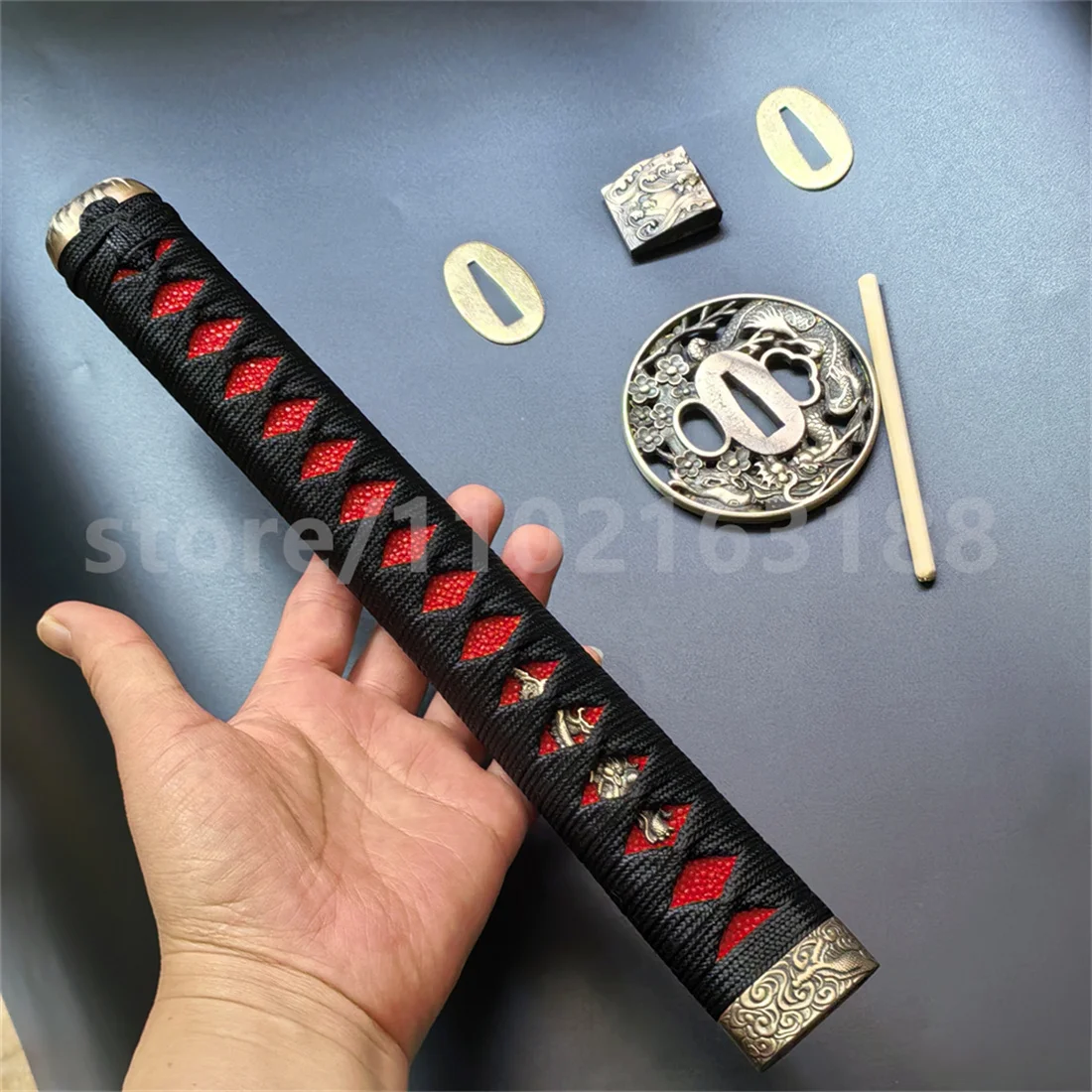 High Quality Copper Parts 30cm Tsuka Handle Hilt Brass Tsuba Handguard Guard For Japanese Japan Samurai  Katana Sword Fittings