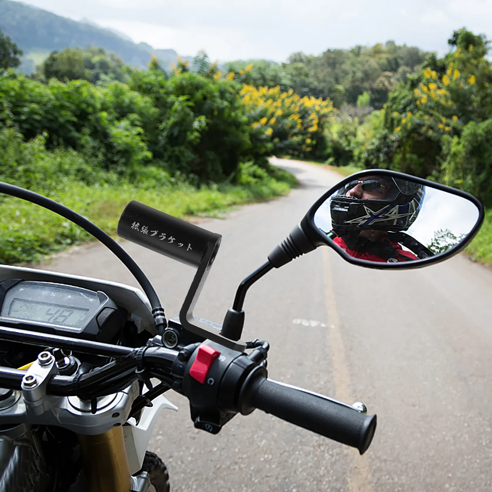 

Motorcycle Extension Bracket Black Aluminum Alloy Rearview Mirror Mount Pedestal Universal for Motorbike Headlight USB Adapter