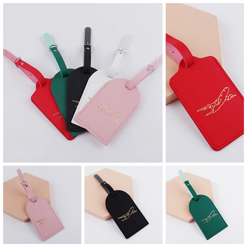 Travel Accessories Creative Aircraft PU Leather Luggage Tag Women Men Portable Label Suitcase ID Address Holder Baggage Boarding