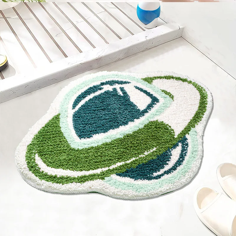 Flying Saucer Pattern Soft Tufted Rug Children's Bedroom Decor Bedside Carpet Kids Room Pad Non-Slip Floor Mat Entrance Doormat