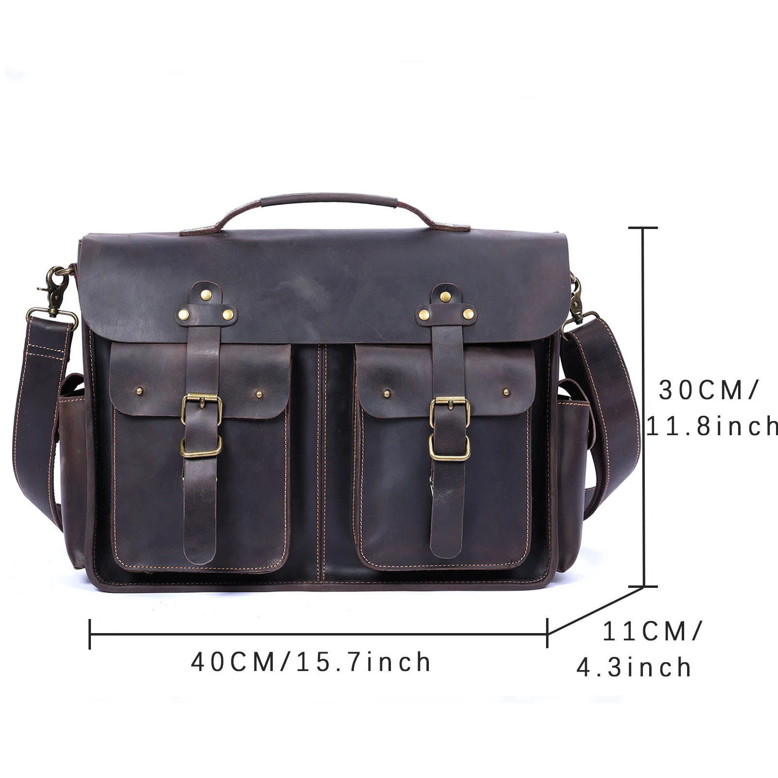 S.WORKER Vintage Echtleder Herren-Aktentasche 16" Laptop-Tasche Crazy Horse Leder Messenger-Handtasche Rindsleder Geschenkidee für Männer – Detail 7