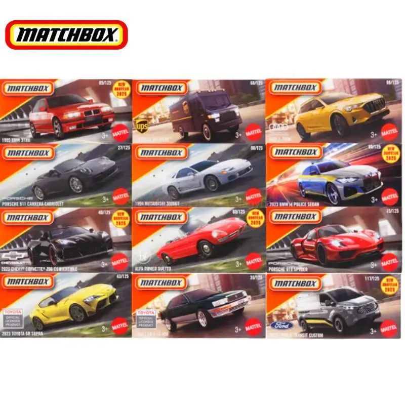 Original Matchbox Car 1/64 Boxed BMW I4 Police Sedan Ford E-Transit Custom Corvette Vehicle Model Toys Boys Collection Gifts