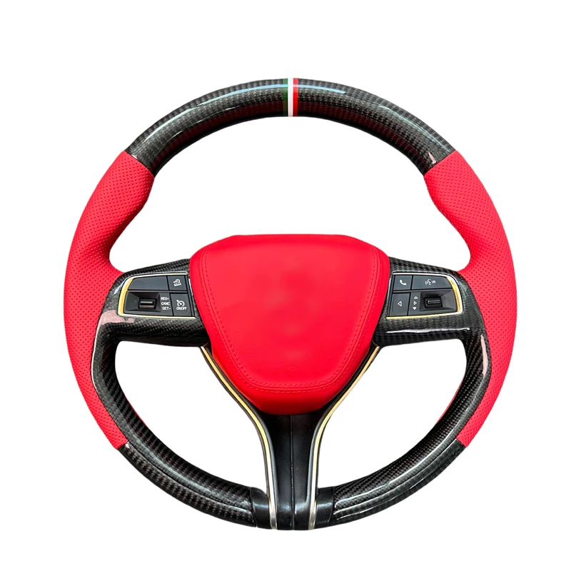 

Карбоновый руль Bos для Maserati GT Levante, кованое углеродное волокно, красная перфорированная кожа для Maserati GT Levante, черный