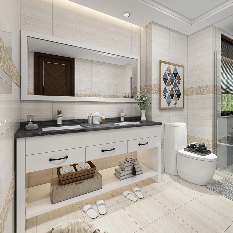 

Bathroom Sink With Cabinte Furniture Nordic Style Floor-to-Ceiling Modern Toilet Wash Basin Storage Furniture Piece For Bathroom