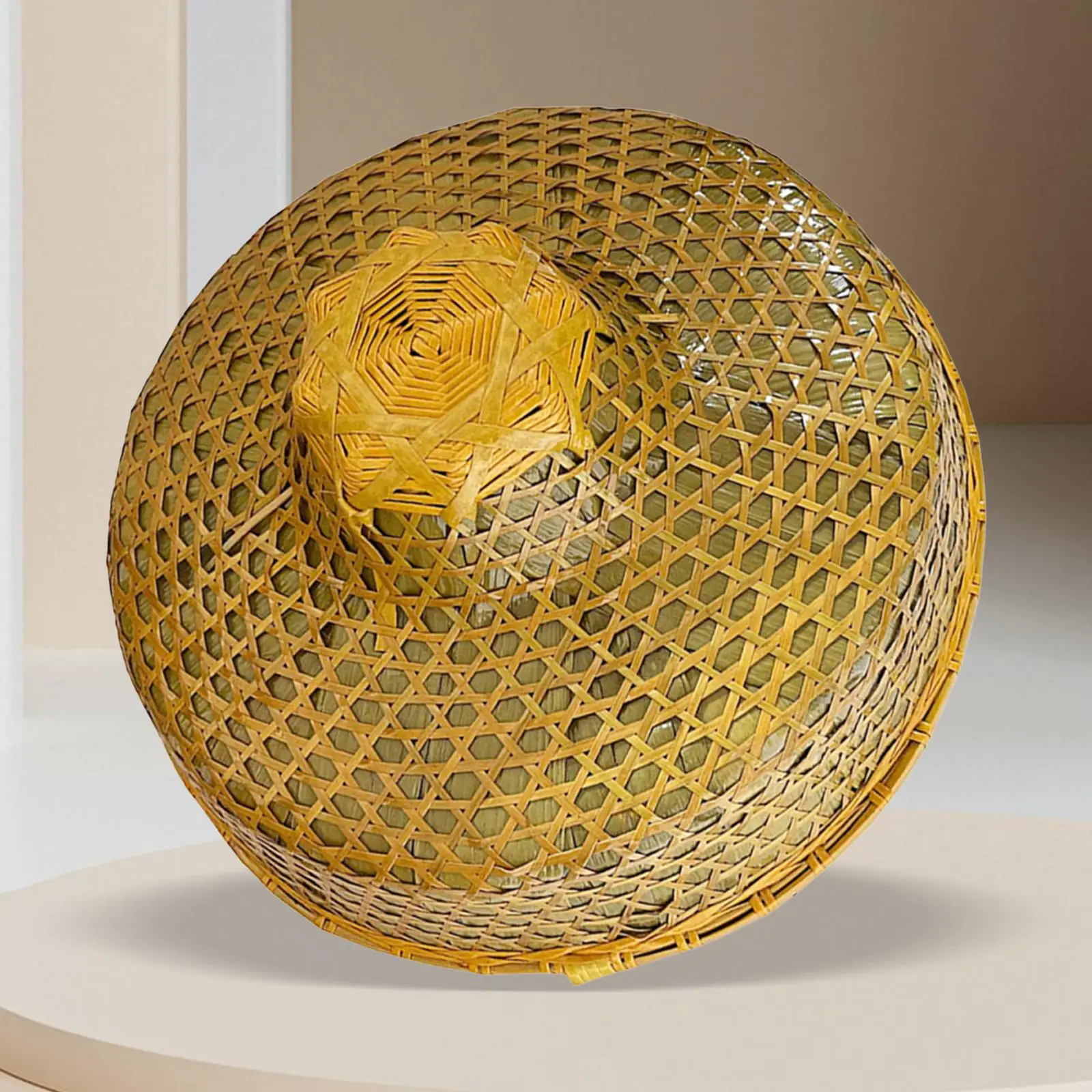 Bamboo Braided Hat Art Crafts Adults Props Crafting Men Women Sun Hat Chinese Oriental Hat for Outdoor Farming Summer Beach DIY