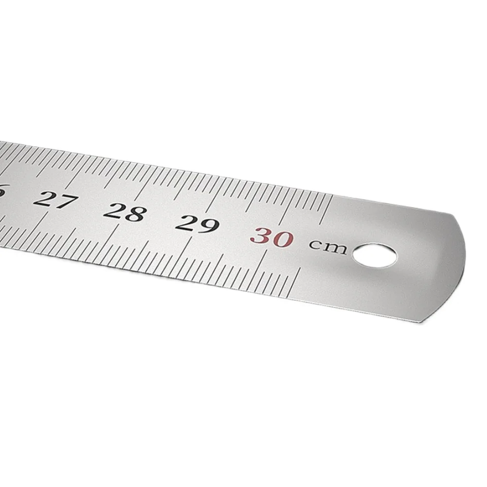 Stainless Steel Measuring Ruler 20/30/50 cm Construction Etched CM MM Scale Rounded Edges Safe Handling for Students