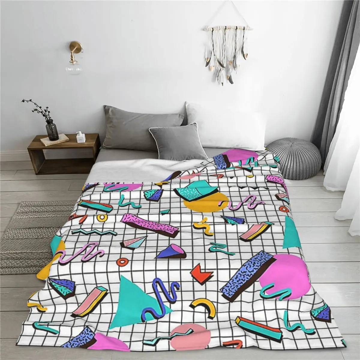

Funky 80s Eighties Memphis Pattern Design Blanket Flannel Sofa Throw Blankets for Couch Bedding Outdoor Throws Bedspread Quilt