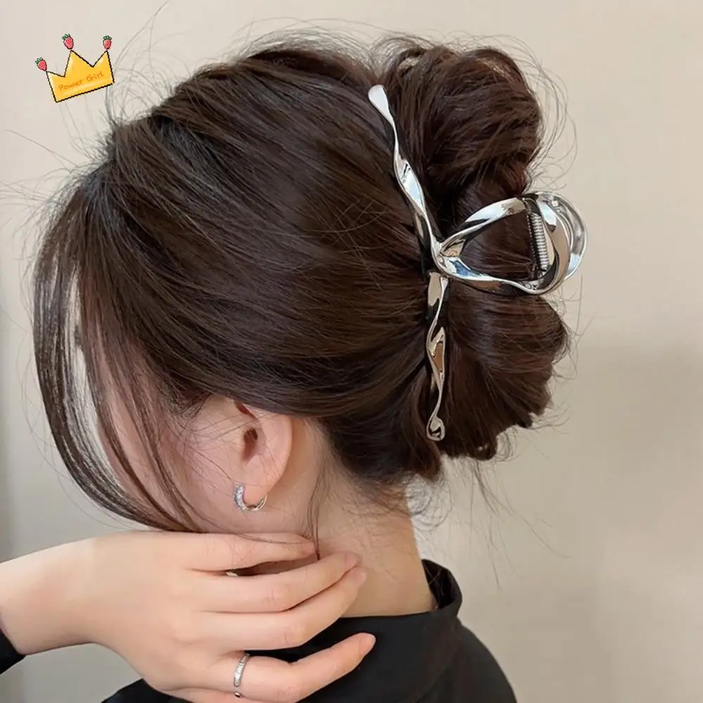 

Fashion Light Luxury Metal Grab Clip Grab Clip Big Hair Claw Exquisite Ponytail Holder Hairpin Shark Clip Ladies