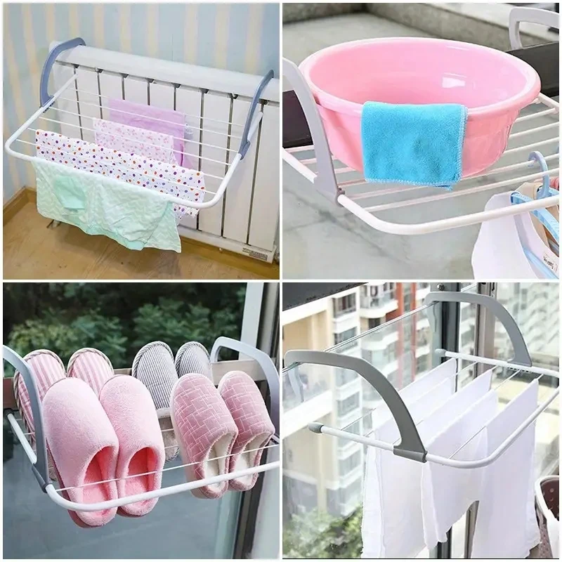 1pc Foldable Storage Clothes Hanger Clothes Hanger Balcony Hanging Socks and Shoes Hanger Multi Use Towel Hanger