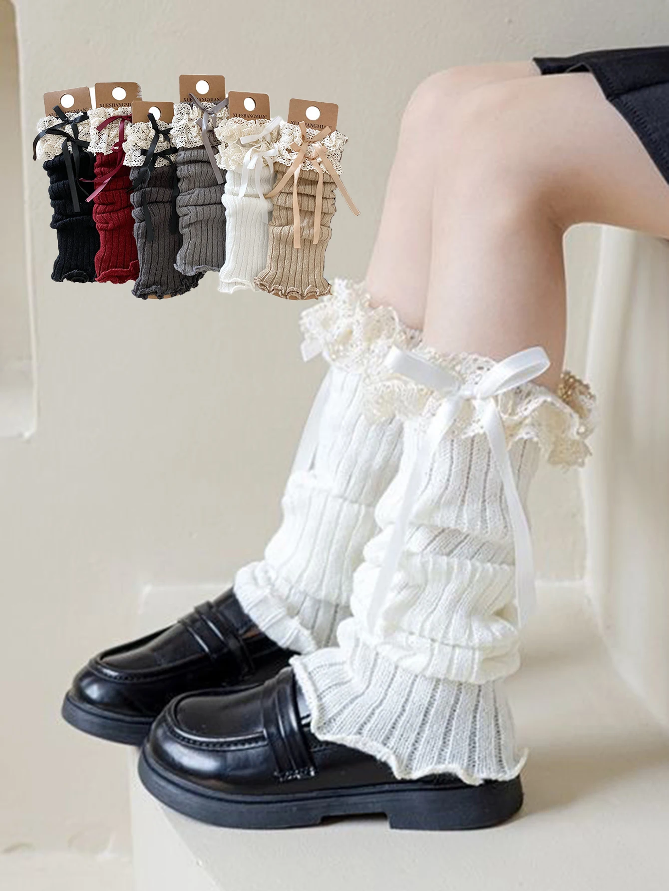 1 paar Einfarbig Beinlinge Herbst und Winter Neue Beinlinge Gestreiften Dicke Beinlinge Mittelrohr Socken