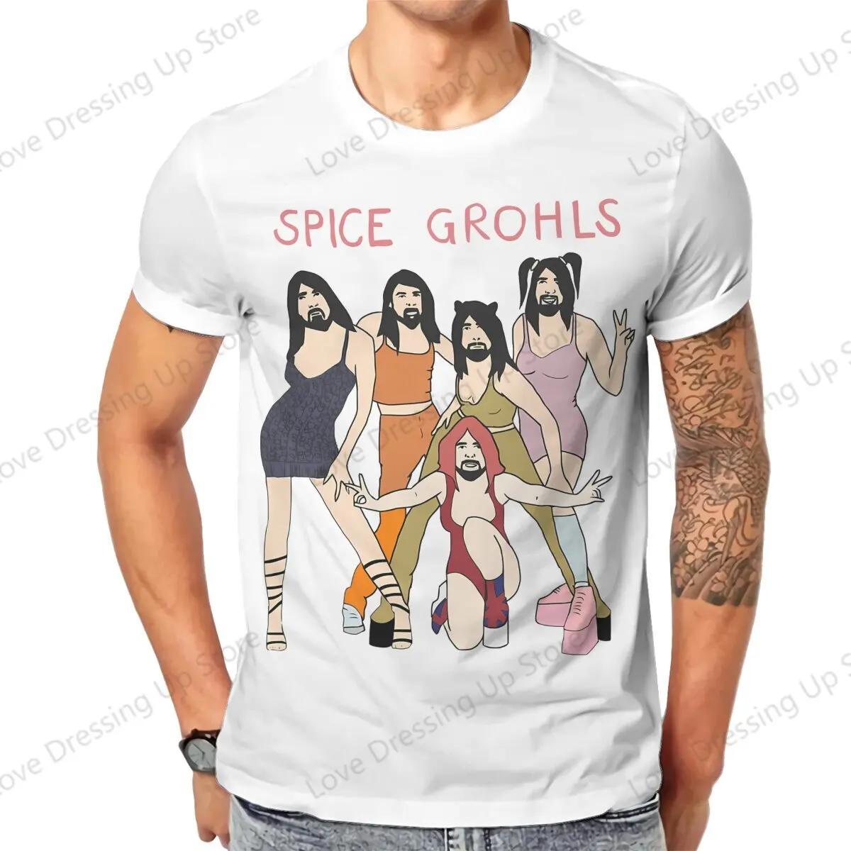 Gewürz Grohls 100% reine Baumwolle gedruckt Männer T-Shirt Dave Grohl Spice Mädchen Kurzarm T-Shirts Harajuku T-Shirt lustige Tops